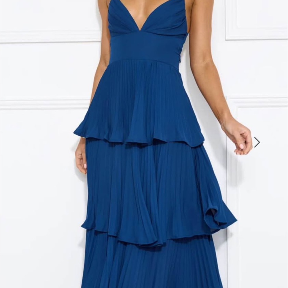 Hello Molly Strapless Blue Tiered Dress
